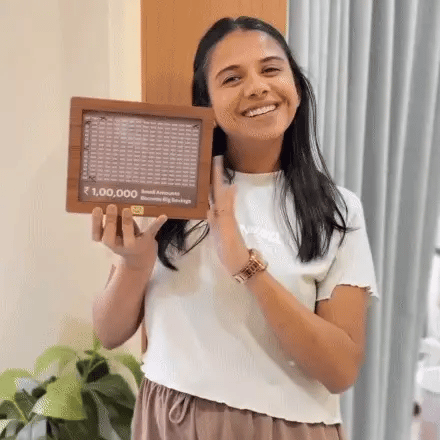 Wooden Money Bank - ₹1 Lakh Savings Challenge Box